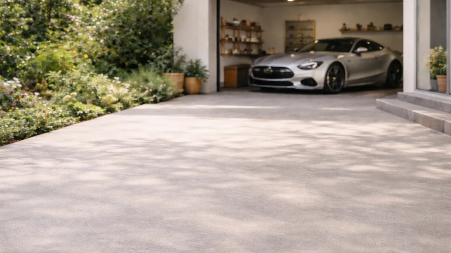 Geverfde garagevloer met weekmaker-bestendige Inno Garagevloer Coating 2K