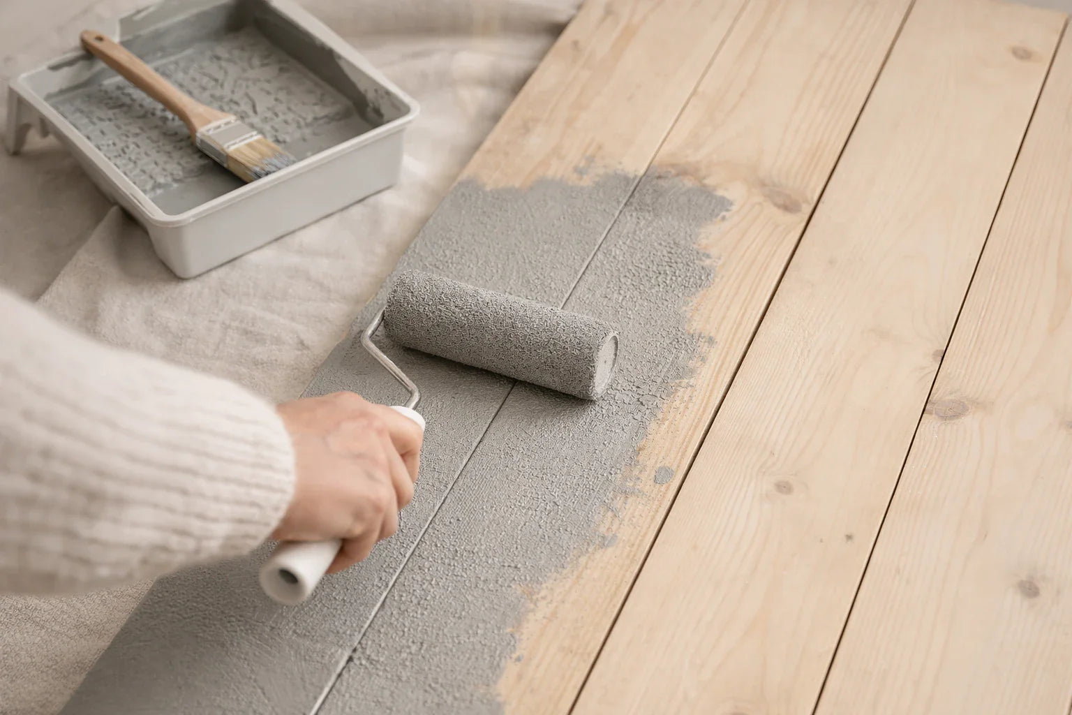 Houten vloer behandeld met Inno Houtenvloer Coating als voorbeeld