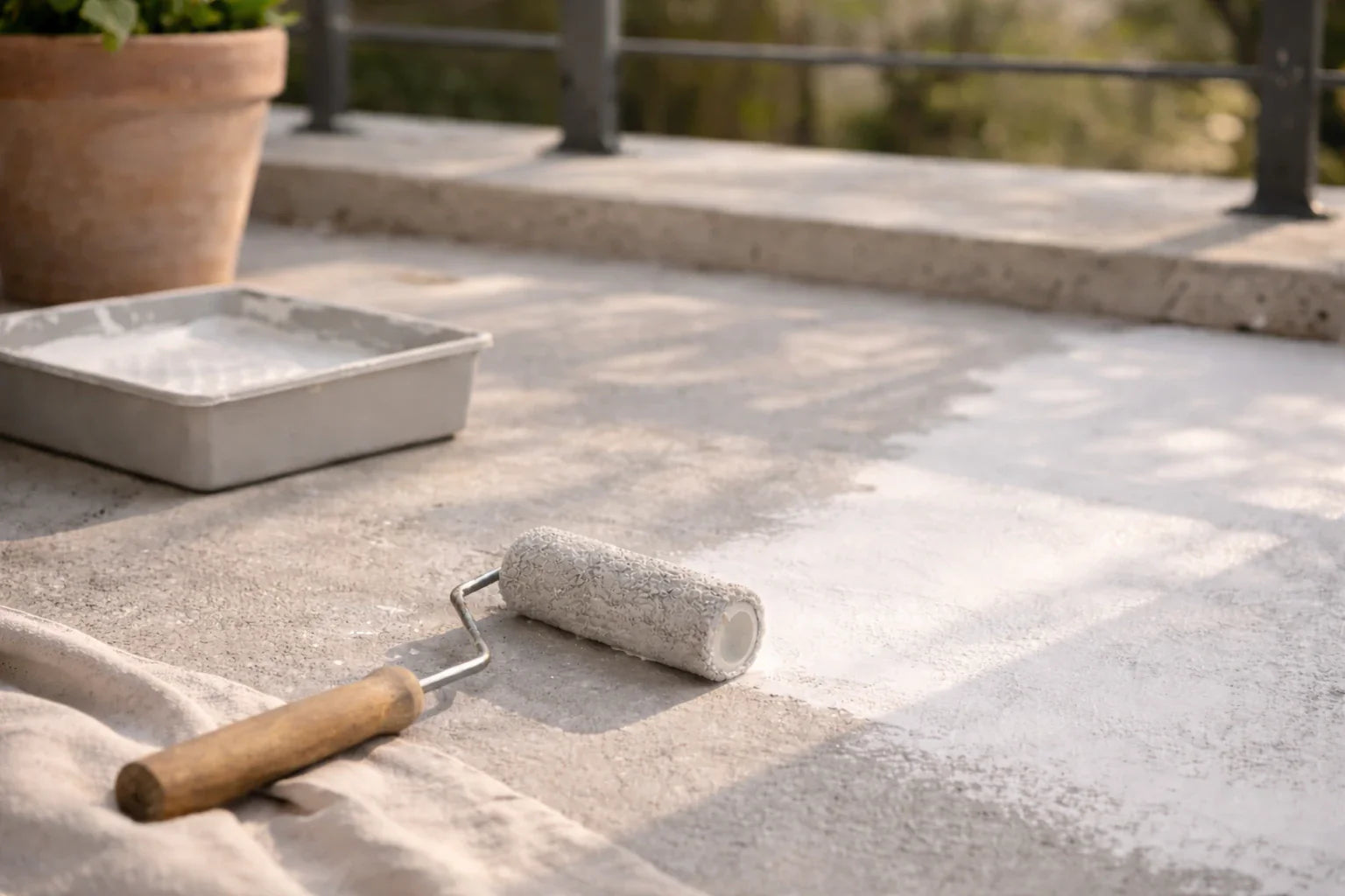 Thermometer als indicatie van ideale schildertemperatuur voor betonverf